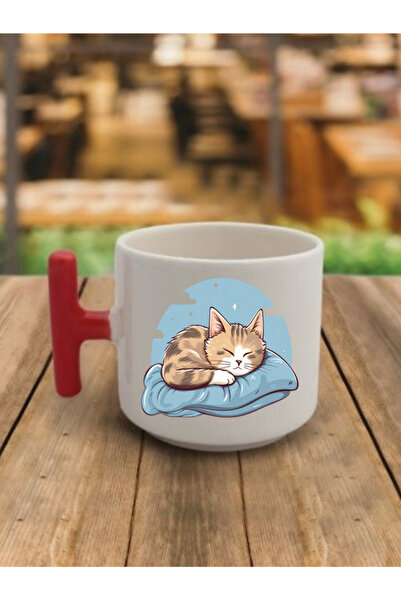 lili hediyelik كوب قهوة على شكل قطة نائمة من السيراميك - كوب شاي من السيراميك...