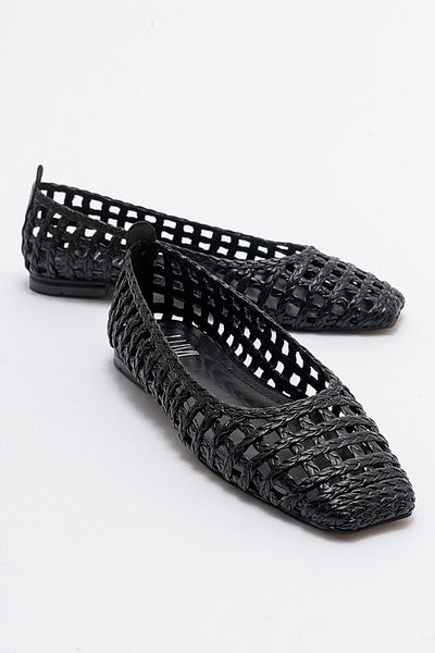 LuviShoes Czarne, dzianinowe, wzorzyste balerinki damskie ARCOLA