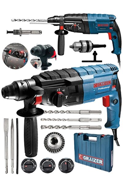 Graizer Alman 9009 Xdrive Çelik Şanzuman Bakir Sargili Kırıcı Delici Hilti Matkap + 5 Adet Uç Yedek Mandren