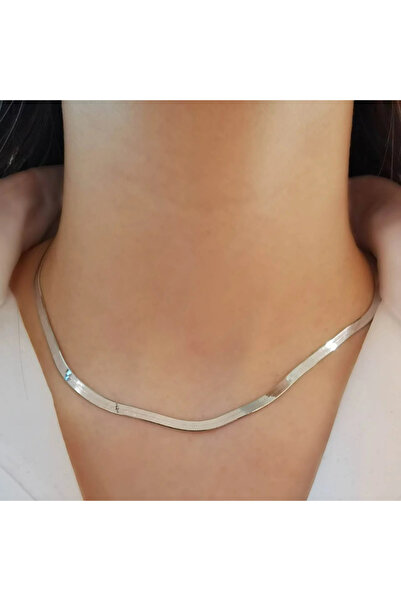 Asur Silver 925 Ayar Gümüş Yassı Ezme İtalyan Zincir