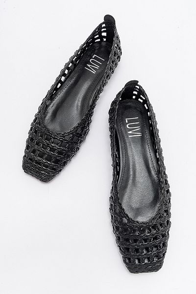 LuviShoes Czarne, dzianinowe, wzorzyste balerinki damskie ARCOLA