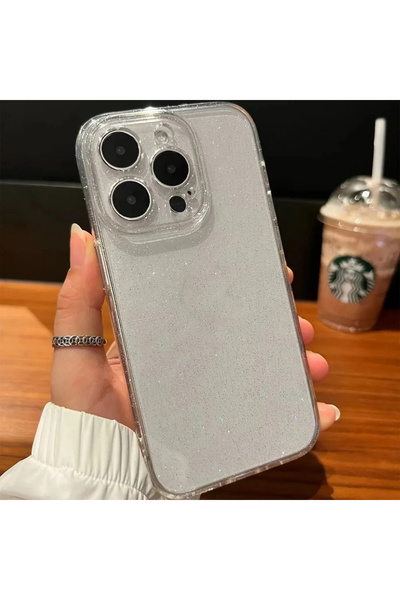 EDELFU حافظة لهاتف آيفون 15 برو ماكس (2023) شفافة فضية مع غطاء سيليكون لحماية...