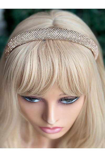 QUEEN AKSESUAR Trend fashion luxury crystal copper coffee row with stones bombed bulging high wide crown women's crown