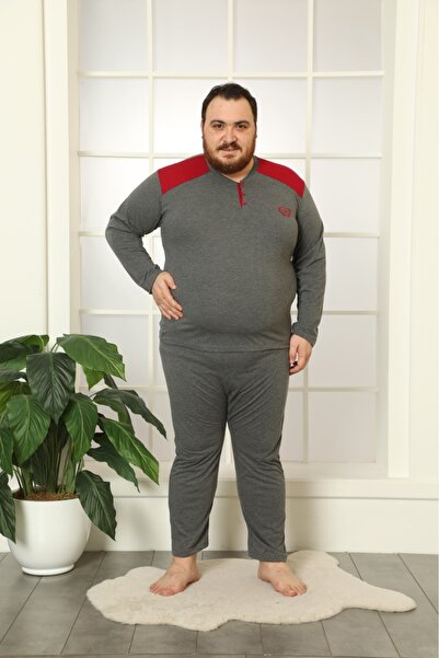 Işılay Uzun Kollu Altı Uzun Cepli Üç Düğmeli Battal Erkek Pijama Takımı ISILAY18510