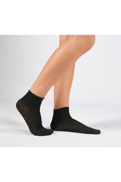 Forwena Зелени брокатени безшевни дамски чорапи с четвъртинка, еластични