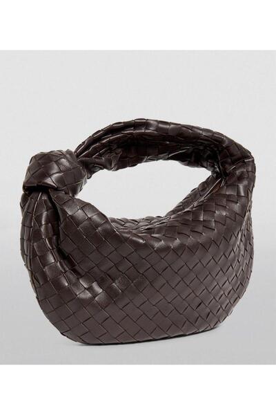 LORENZ BAG Women's Light Brown Knit Detailed Mini Jordie Handbag