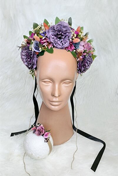 htk butik Çiçekli Taç, Anne Bebek Lohusa Tacı, Bebek Tacı, Bebek Saç Bandı, L...