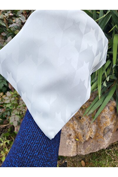 FRESCO SCARFS Women's Hijab Silky Jacquard Houndstooth Pattern Scarf*silver