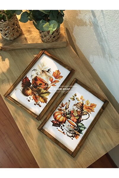Balkabağı Temalı Tablo Seti / Sonbahar Temalı Kahve Köşesi Seti