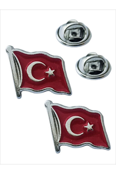 Cinnamon Bunny Türk Bayrağı Rozet 2 Adet Yaka İğnesi Yüksek Kalite