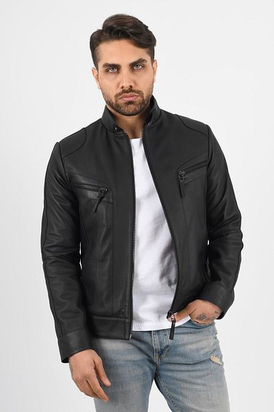 ALİN Men's Black Genuine Leather Jacket