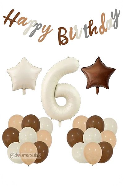 BİDOLUMUTLULUK Age Retro Birthday Set; Cream Number Foil, Banner, Heart Foil and Latex Balloon Birthday Fun