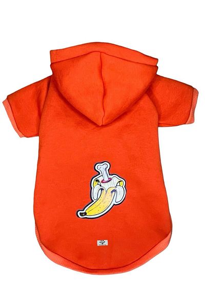 PetiliDünya Banana BoneHoodiewith Cat and Dog Figures - 100% Cotton Sweatshirt