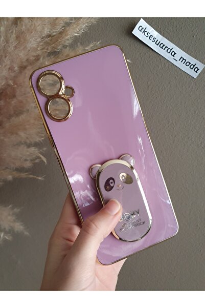 Aksesuarda Moda حافظة متوافقة مع TECNO CAMON 19 NEO مع حامل باندا مقطوع بالليزر