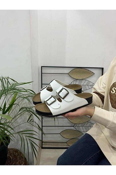 Behtah Kundura Papuci unisex cu cataramă dublă pentru zi cu zi, confortabili, pentru interior