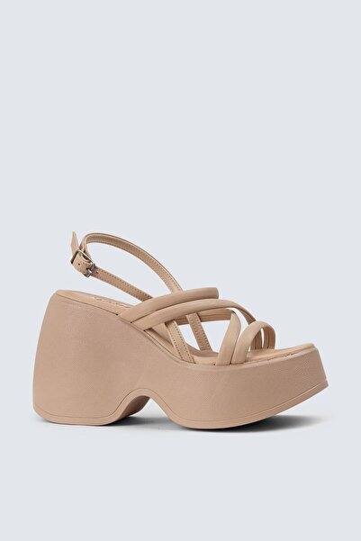 Deery Bej Kadın Platform Topuk Sandalet