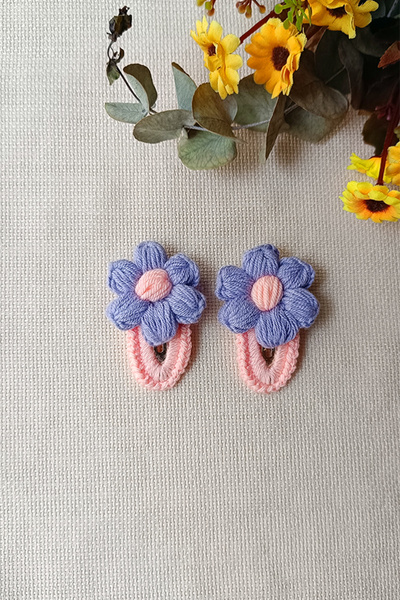 D&D CONCEPT Αξεσουάρ μαλλιών Lila Pink Daisy Snap - Πλεκτό κλιπ μαλλιών για κ...