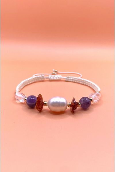 OSMANLI DEĞERLİ TAŞ Custom Design Women's Bracelet Charm-love-love Pearl-Crystal Quartz-Bum-Amethyst