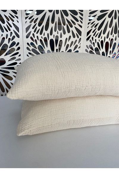 YASEMİNİNEVİ Ivory Colored Muslin Pillow Case