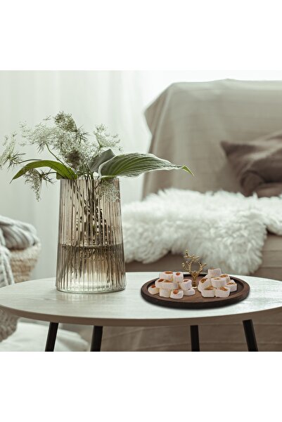 Rabo Craft Single Layer Leaf Patterned Wooden Cake Pastry Presentation Stand, Serving Presentation Plate