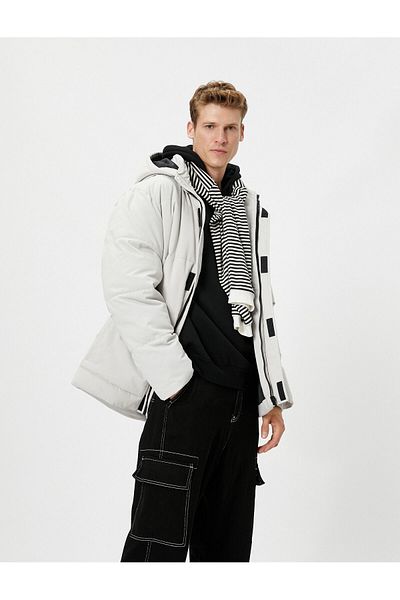 Koton Παλτό Anorak με κουκούλα με φερμουάρ με εμπριμέ λεπτομέρεια τσέπης
