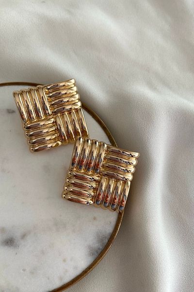 gaila design Steel Square Plate Hailey Earrings