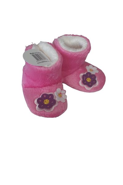 AY ONLİNE Pink Purple Flower Embroidered Slippers Home Boots First Step