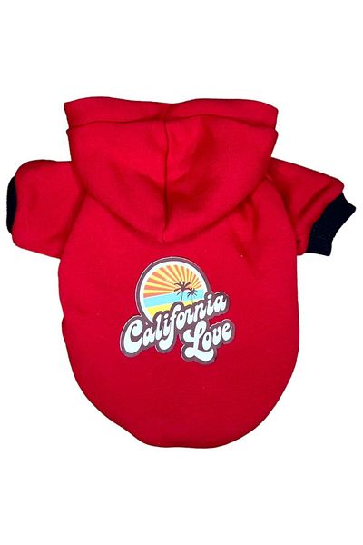 PetiliDünya California love Hooded Fleece Sweatshirt Dog And Cat Outfit & Dress
