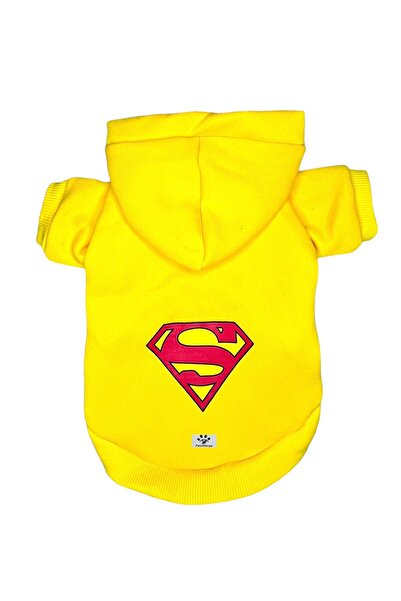 PetiliDünya Superman Hooded Fleece Sweatshirt Dog And Cat Outfit & Dress