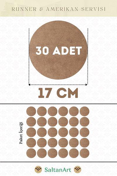 SaltanArt Диаметър 17 см, 30 броя, Supla American Service Runner, MDF, Drolit, магнитна основа, дърво, дебелина 3 мм (2,7 мм).