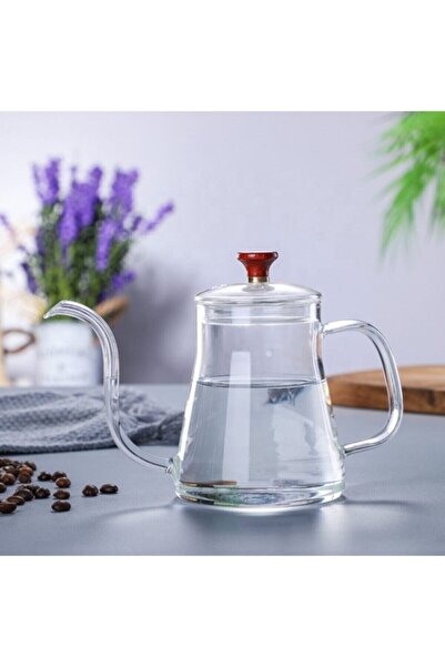 JESSE - Cam Borosilikat Kettle Ibrik 600 Ml Ateşe Dayanıklı - Mavi