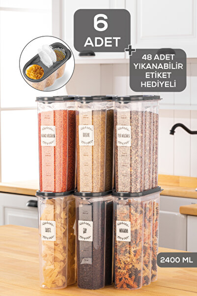 Herza House 6 x 2400 ml Oval Erzak Saklama Kabı