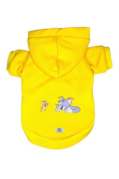 PetiliDünya Tom & Jerry Hooded Fleece Sweatshirt Dog And Cat Outfit & Dress