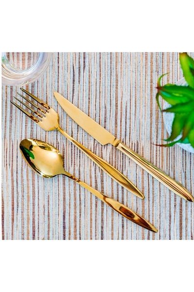 EMİNMUTFAK Dmr Life Yakut Titanium Gold 6 Pieces Dinner Knife