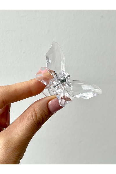 BURÇİN AKSESUAR Şeffaf Kelebekli Küçük Boy Mandal Toka