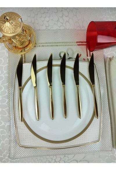 EMİNMUTFAK Dmr Life Yakut Titanium Gold 6 Pieces Dinner Knife