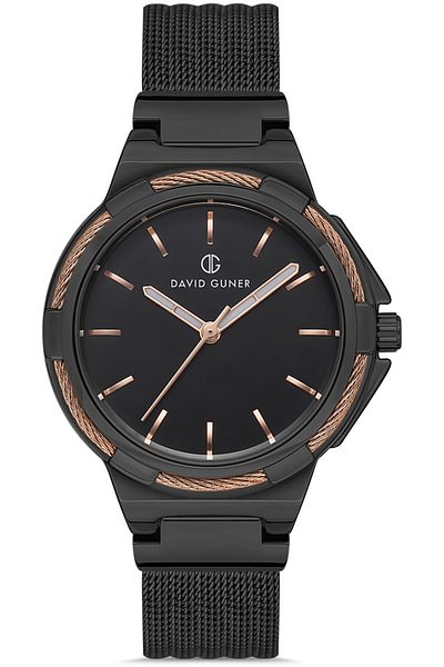 DAVID GUNER ساعة يد نسائية سوداء DG-8260LC-R2R