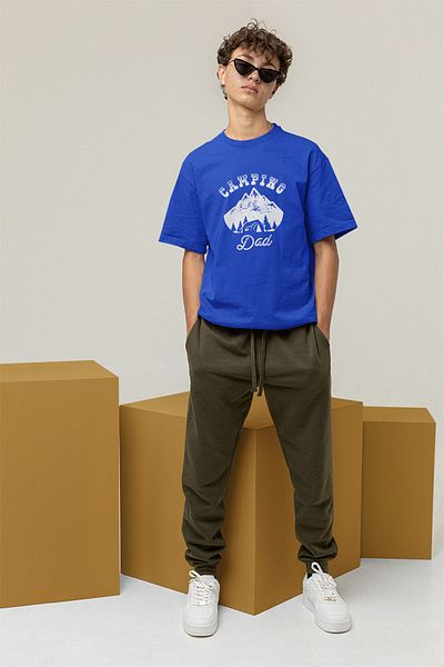 ADA BEBEK ÇOCUK Ανδρικό μπλουζάκι Oversize - 100% βαμβάκι, θέμα Camping, Crew Neck