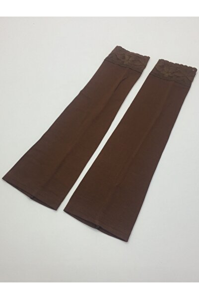 çiğdem eşarp ÇİĞDEM EŞARP Tesettür kahve rengi kolluk dantelli