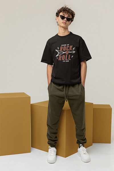 ADA BEBEK ÇOCUK Rock's Roll Printed Style 100% βαμβακερό ανδρικό μπλουζάκι με λαιμόκοψη