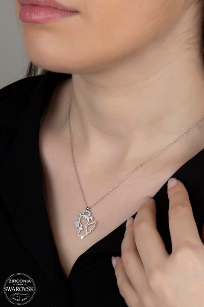 Swarovski Swarovski Zirconia Kadın Kalplimelek Gümüş Kolye