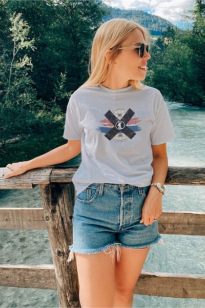 ADA BEBEK ÇOCUK Κομψό εμπριμέ 100% βαμβακερό μπλουζάκι με λαιμόκοψη για γυναίκες