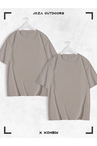 Joza Outdoors Γυναικεία Ανδρικά Unisex Lover Couple Συνδυασμός Βαμβακερό Oversize Πολύχρωμο καλοκαιρινό μπλουζάκι χωρίς στάμπα Σετ 2 τεμαχίων