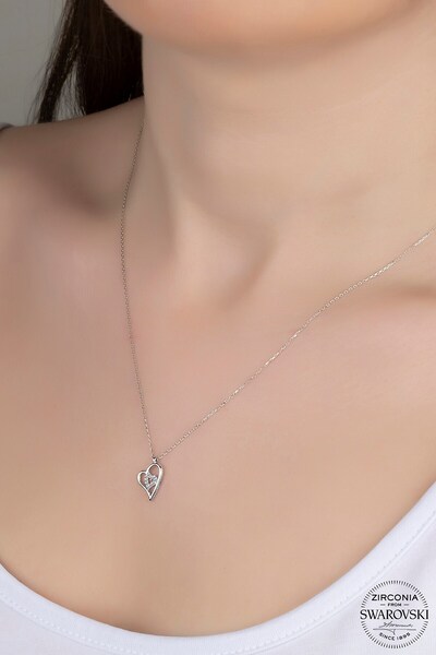 Swarovski Zirconia Kadın Mini Kalp Gümüş Kolye