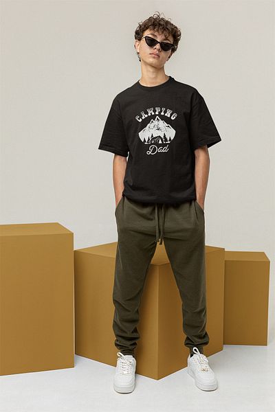 ADA BEBEK ÇOCUK Ανδρικό μπλουζάκι Oversize - 100% βαμβάκι, θέμα Camping, Crew Neck