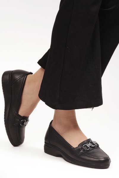 aka prestij ayakkabı comfort Genuine Leather Daily Use Buckle Mother's Shoes