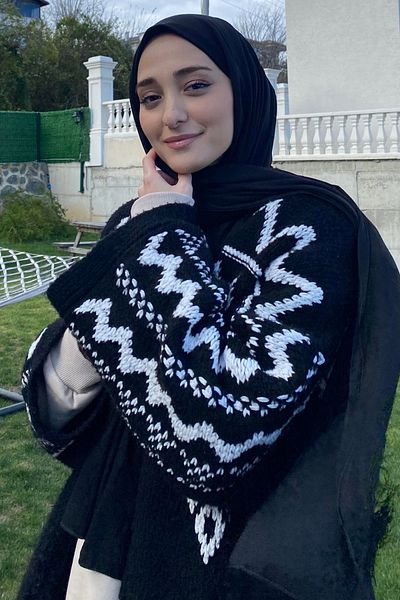Yefrastore Women's Hijab Combed Cotton Shawl Black