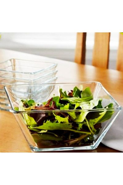 DİBA AVM Large Size Glass Salad Bowl Salad Serving Mixing Bowl 24 Cm X24 Cm.1 Piece