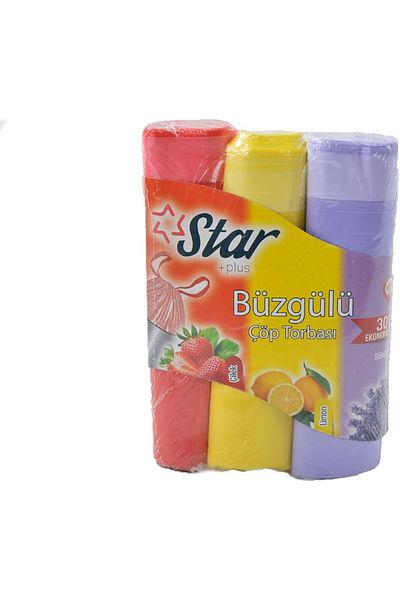FİGANLAR Drawstring Garbage Bag 55x60 cm 3 Pack Eco Pack Lavender Strawberry Lemon Scented Garbage Bag 24 pk parcel