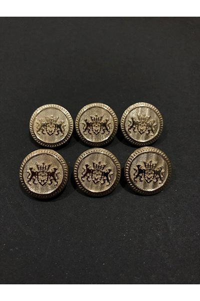 aensia Gold Double Lion Model Small Size Button 28 Size Metal Button Trench Coat and Coat Button 6-Piece Button Pack